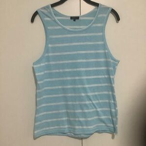 Men's Blue and White Striped Tank Top Size Medium